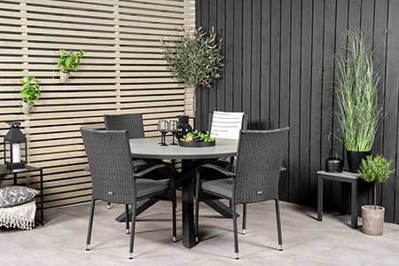 table ronde de jardin plastique composite et aluminium